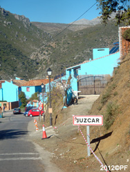 La entrada del Pueblo de los Pitufos